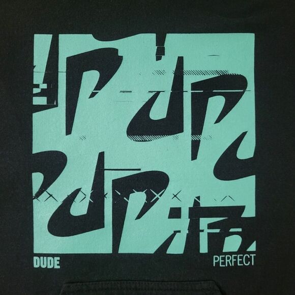 DUDE PERFECT Men's Black Graphic Front Pullover Hooded Sweatshirt - Picture 8 of 11